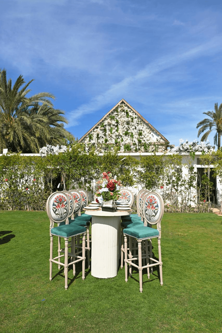 Decorated tables and lounge seating